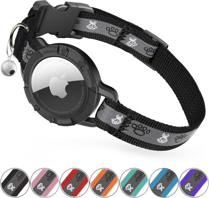 Reflective Airtag Cat Collar with GPS, Bell & Safety Elastic Band – Adjustable Tracker Collar for Cats, Kittens & Puppies