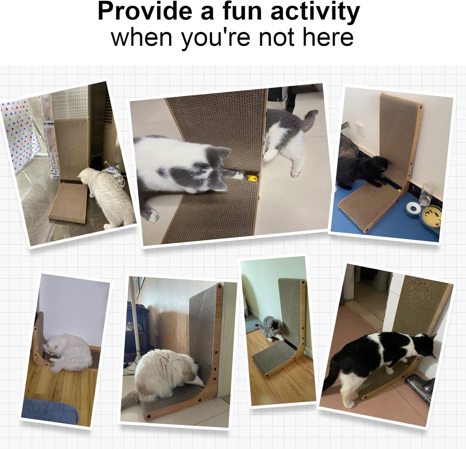 Cat Scratcher, L Shape Cat Scratch Pad Wall Mounted, Cat Scratching Cardboard with Ball Toy for Indoor Cats