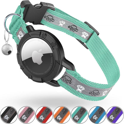 Reflective Airtag Cat Collar with GPS, Bell & Safety Elastic Band – Adjustable Tracker Collar for Cats, Kittens & Puppies