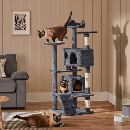 Cat Tree Tower 54In Condo Furniture Scratch Post for Kittens Pet House Play