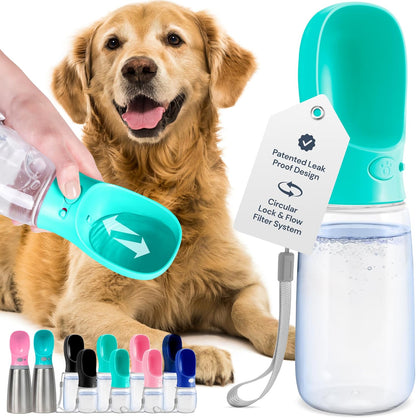 Portable Leak-Proof Dog Water Bottle with Attached Bowl – 1200ml Travel Dispenser for Pets