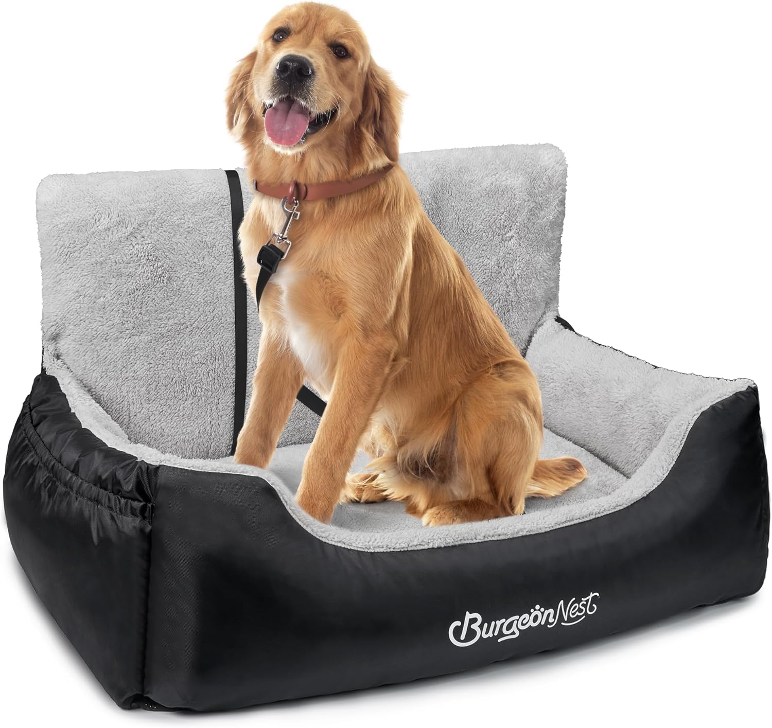 Dog Car Seat for Small Dogs, Fully Detachable and Washable Cat Carseats under 25 Lbs, Soft Pet Booster Seats with Storage Pockets and Clip-On Leash Portable Car Travel Carrier Bed, Black