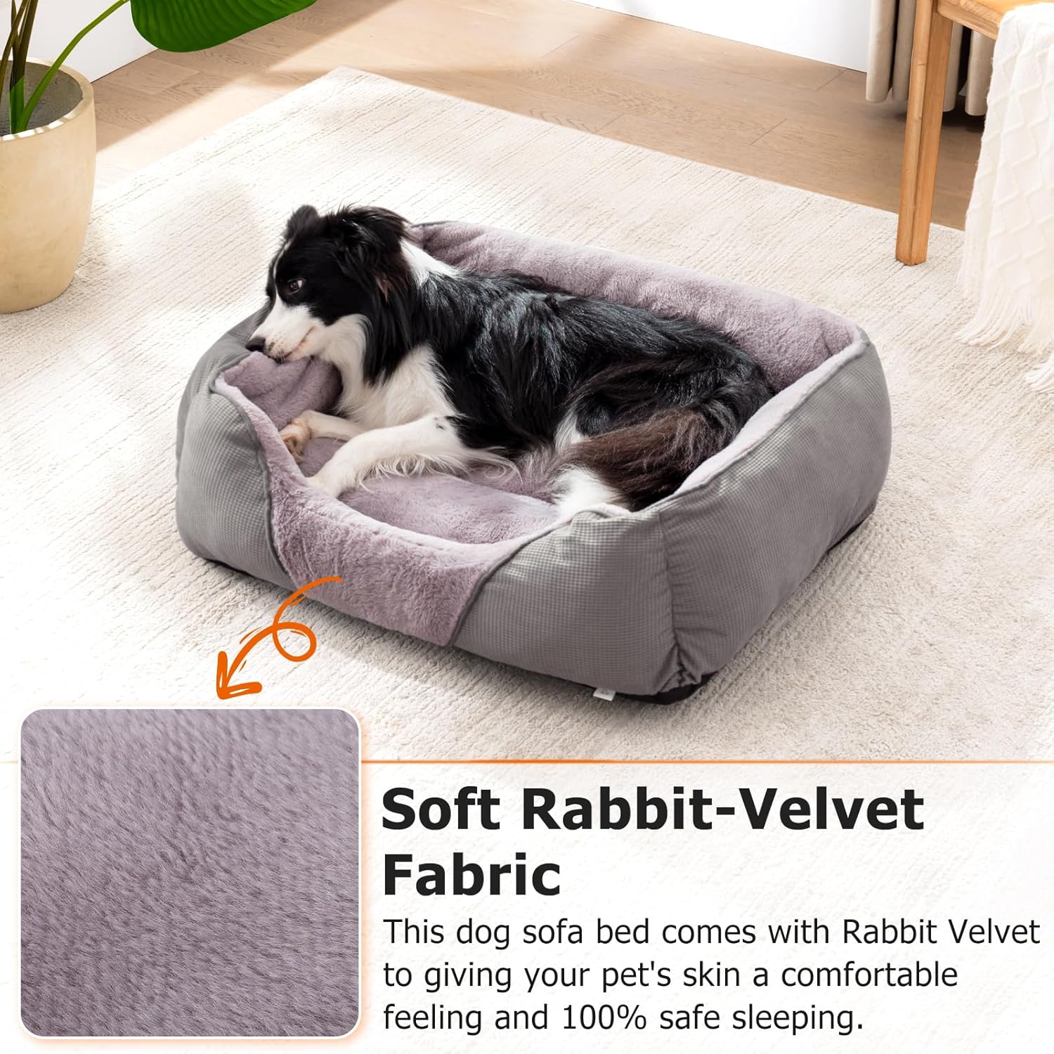 Dog Beds for Small Dogs, Cat Beds for Indoor Cats Washable, Calming Pet Small Size Dog, Soft Rectangle Pet Beds Sofa Cuddler, Orthopedic Cozy Puppy Beds, Anti-Slip Bottom