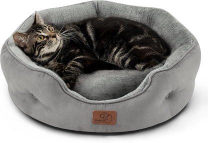 Cat Beds and for Small Dogs - round Cat Beds for Indoor Cats, Washable Pet Bed for Puppy and Kitten with Slip-Resistant Bottom