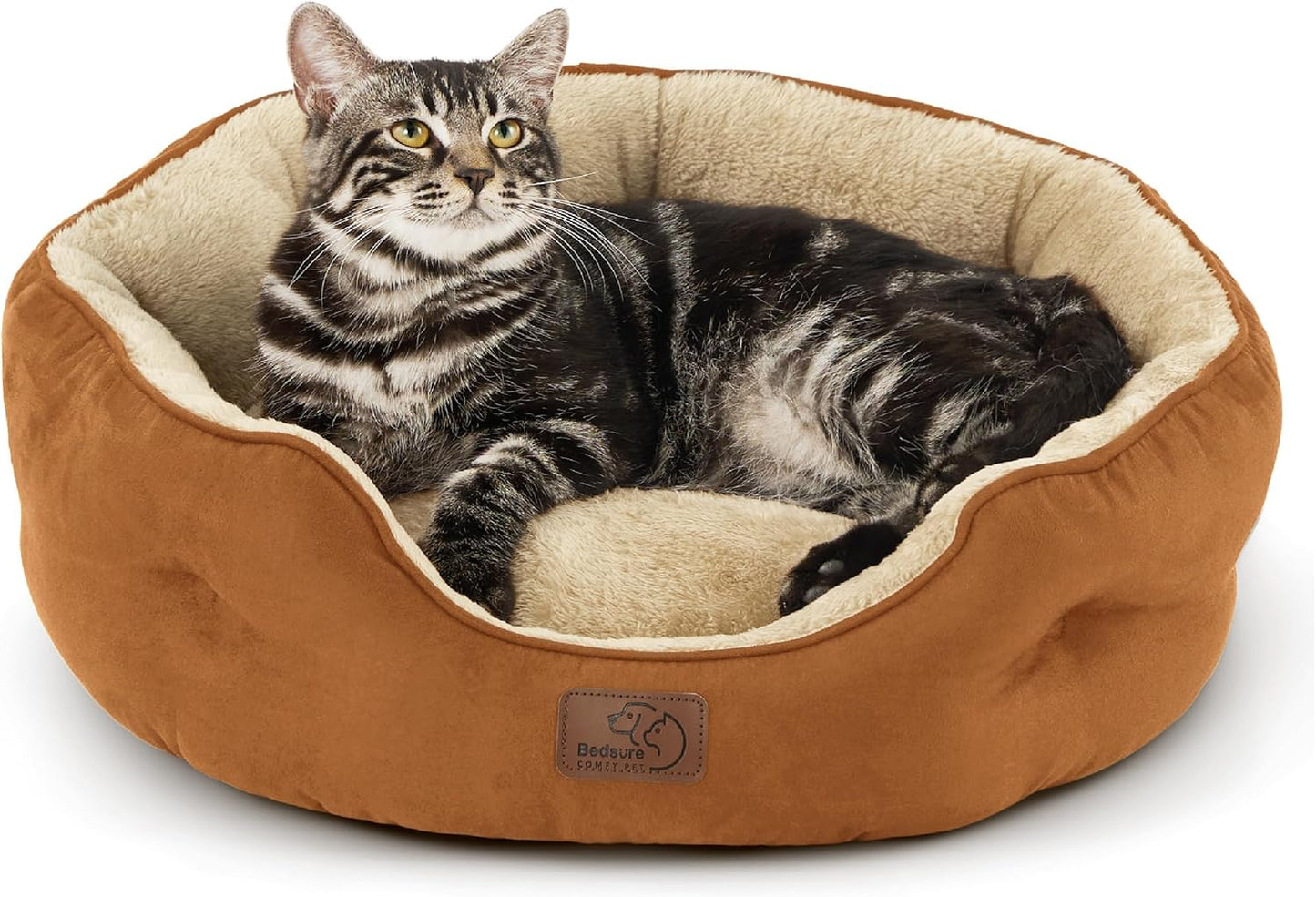 Cat Beds and for Small Dogs - round Cat Beds for Indoor Cats, Washable Pet Bed for Puppy and Kitten with Slip-Resistant Bottom