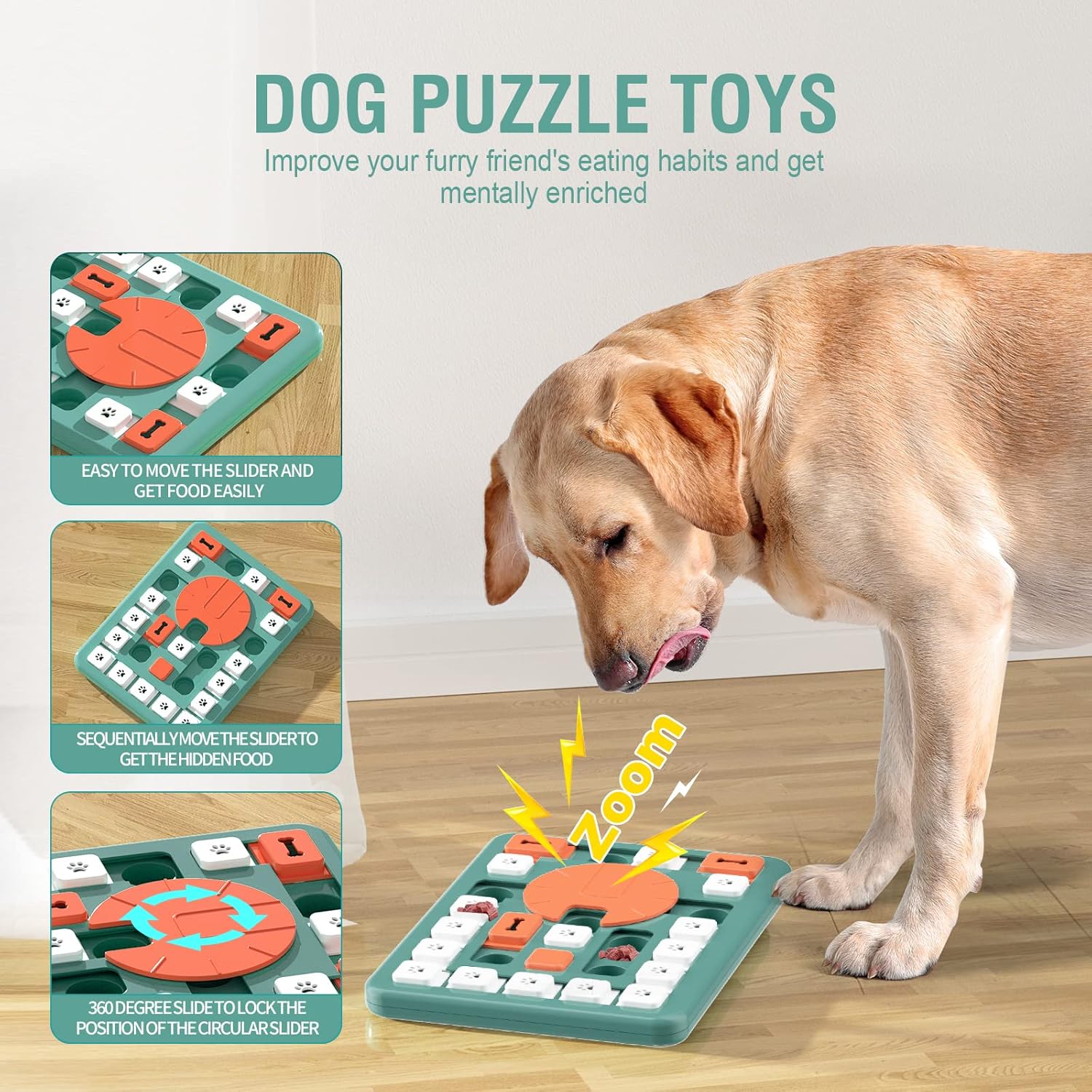 Dog Puzzle Toys,Interactive Treat Puzzle Dog Toy for IQ Training & Mental Stimulating,Treat Puzzle Dispensing with Squeaky Design