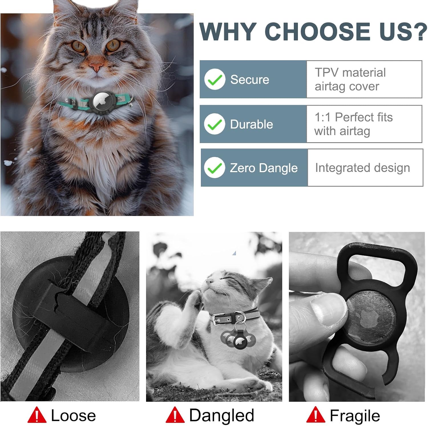 Reflective Airtag Cat Collar with GPS, Bell & Safety Elastic Band – Adjustable Tracker Collar for Cats, Kittens & Puppies