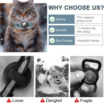 Reflective Airtag Cat Collar with GPS, Bell & Safety Elastic Band – Adjustable Tracker Collar for Cats, Kittens & Puppies