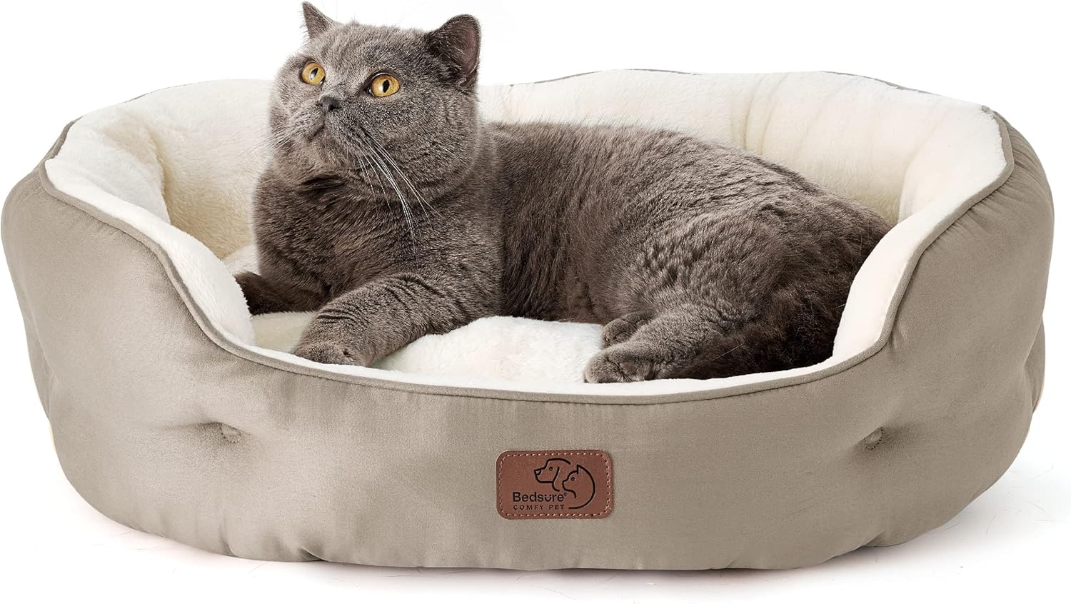 Cat Beds and for Small Dogs - round Cat Beds for Indoor Cats, Washable Pet Bed for Puppy and Kitten with Slip-Resistant Bottom