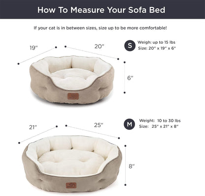 Cat Beds and for Small Dogs - round Cat Beds for Indoor Cats, Washable Pet Bed for Puppy and Kitten with Slip-Resistant Bottom