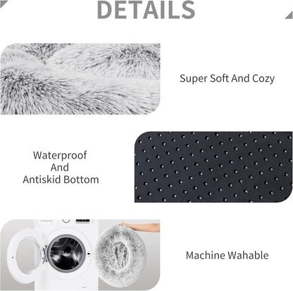 Calming Cat Bed for Indoor Cats, Anti-Anxiety Donut round Dog Bed, Fluffy Faux Fur Washable Pet Bed for Small Medium Dogs and Cats