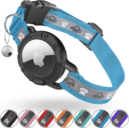 Reflective Airtag Cat Collar with GPS, Bell & Safety Elastic Band – Adjustable Tracker Collar for Cats, Kittens & Puppies