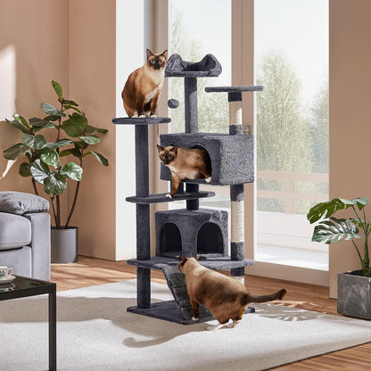 Cat Tree Tower 54In Condo Furniture Scratch Post for Kittens Pet House Play