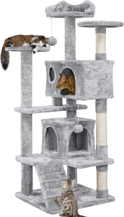 Cat Tree Tower 54In Condo Furniture Scratch Post for Kittens Pet House Play