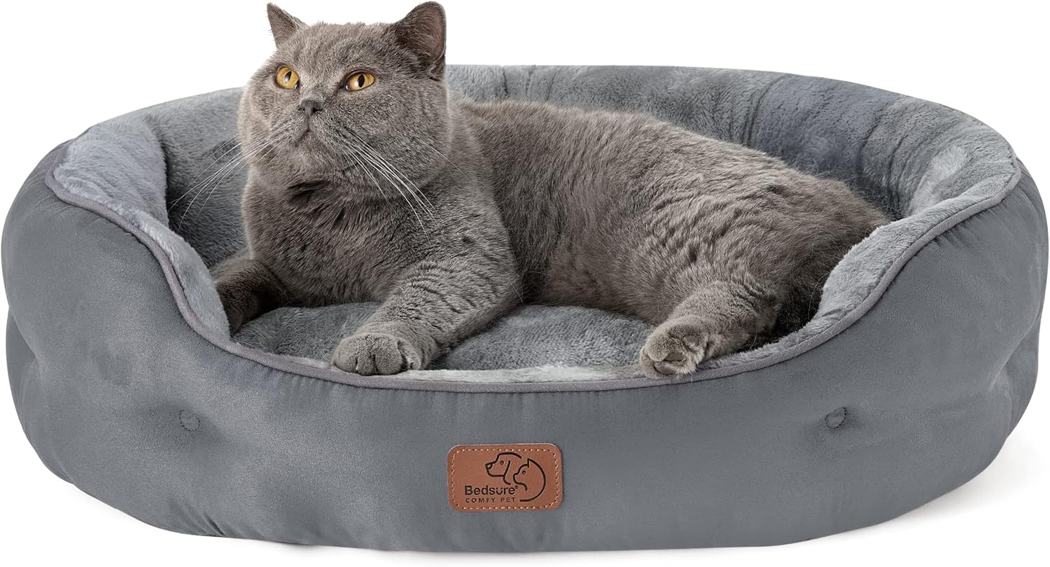 Cat Beds and for Small Dogs - round Cat Beds for Indoor Cats, Washable Pet Bed for Puppy and Kitten with Slip-Resistant Bottom