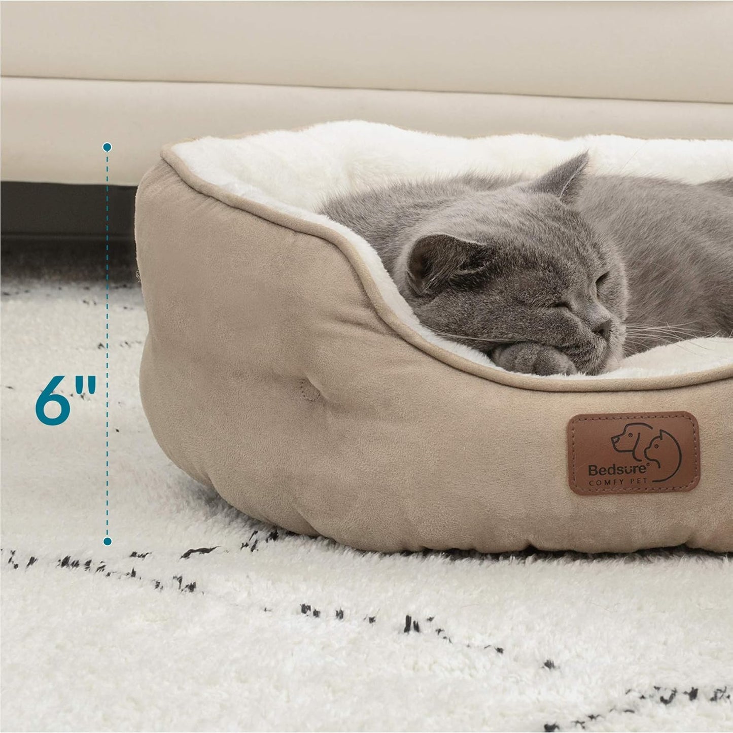 Cat Beds and for Small Dogs - round Cat Beds for Indoor Cats, Washable Pet Bed for Puppy and Kitten with Slip-Resistant Bottom