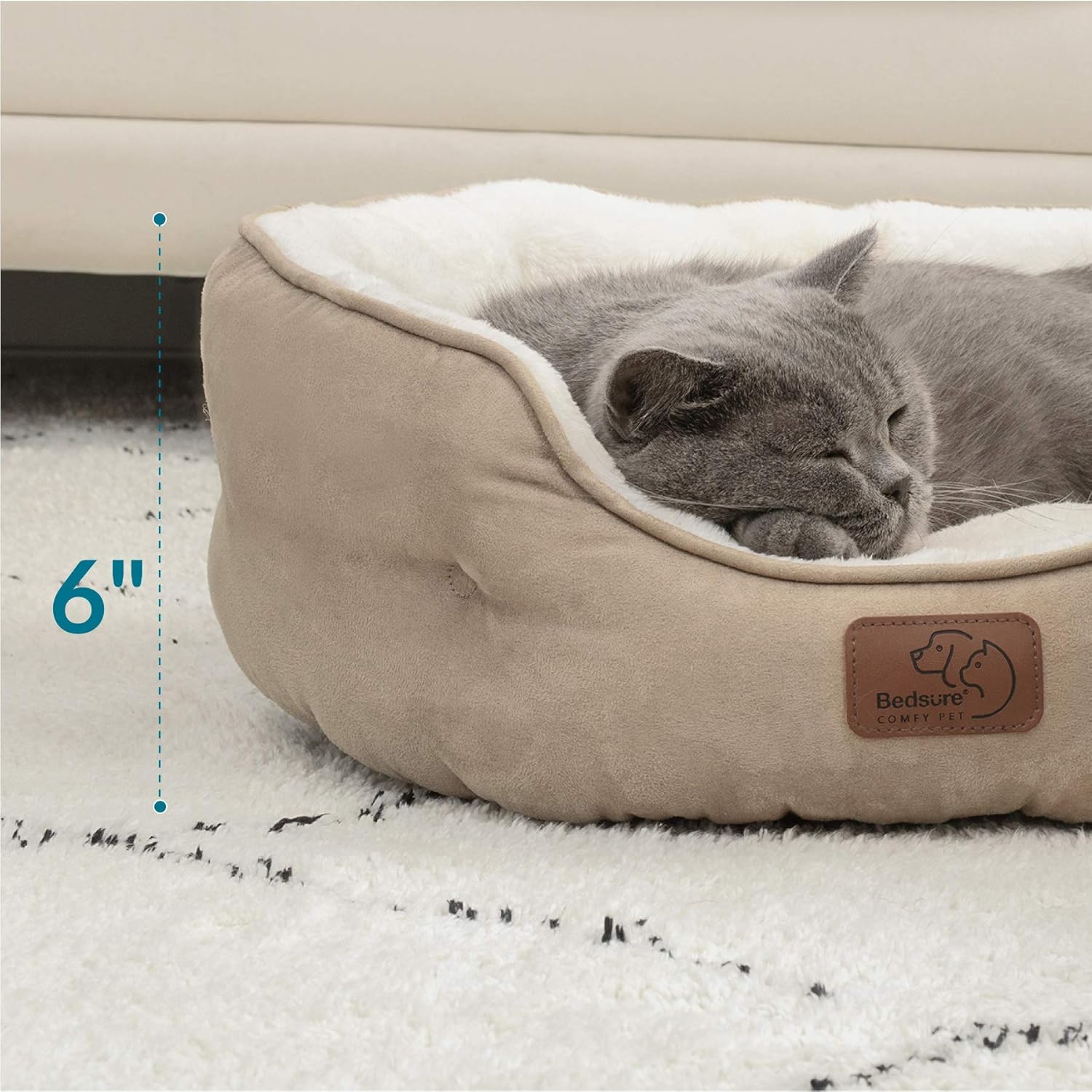 Cat Beds and for Small Dogs - round Cat Beds for Indoor Cats, Washable Pet Bed for Puppy and Kitten with Slip-Resistant Bottom