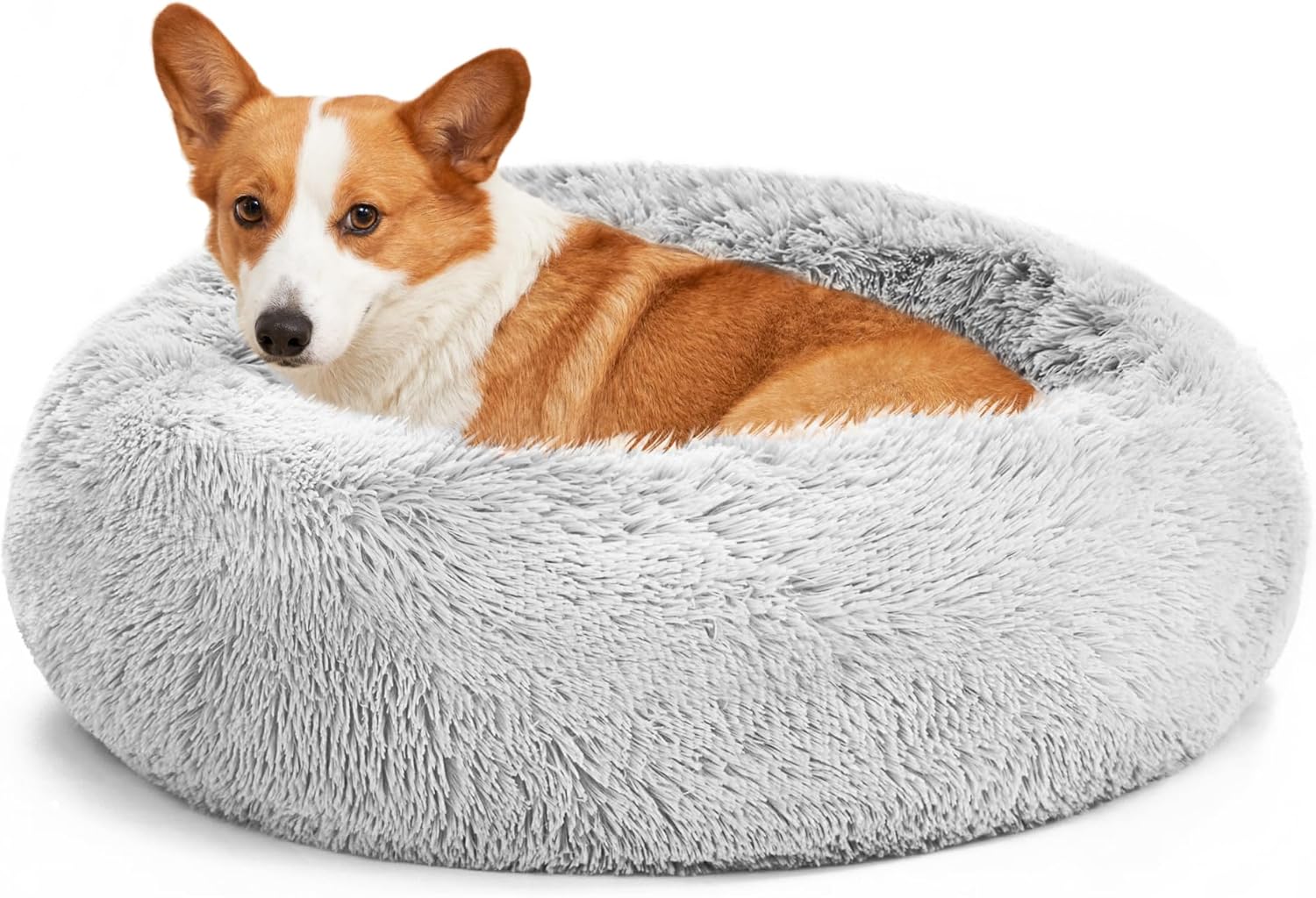 Calming Cat Bed for Indoor Cats, Anti-Anxiety Donut round Dog Bed, Fluffy Faux Fur Washable Pet Bed for Small Medium Dogs and Cats