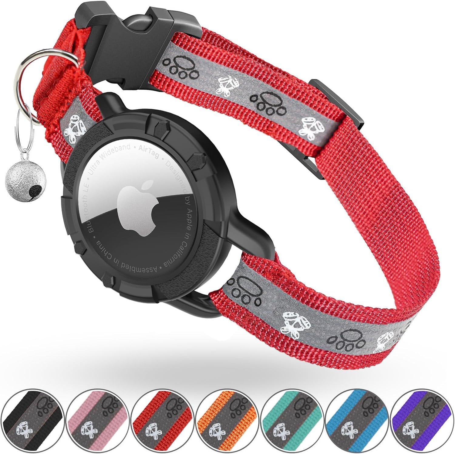 Reflective Airtag Cat Collar with GPS, Bell & Safety Elastic Band – Adjustable Tracker Collar for Cats, Kittens & Puppies