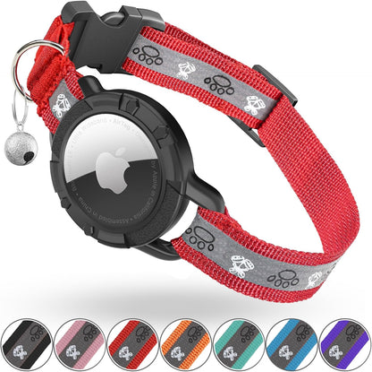 Reflective Airtag Cat Collar with GPS, Bell & Safety Elastic Band – Adjustable Tracker Collar for Cats, Kittens & Puppies