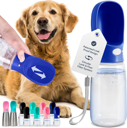 Portable Leak-Proof Dog Water Bottle with Attached Bowl – 1200ml Travel Dispenser for Pets
