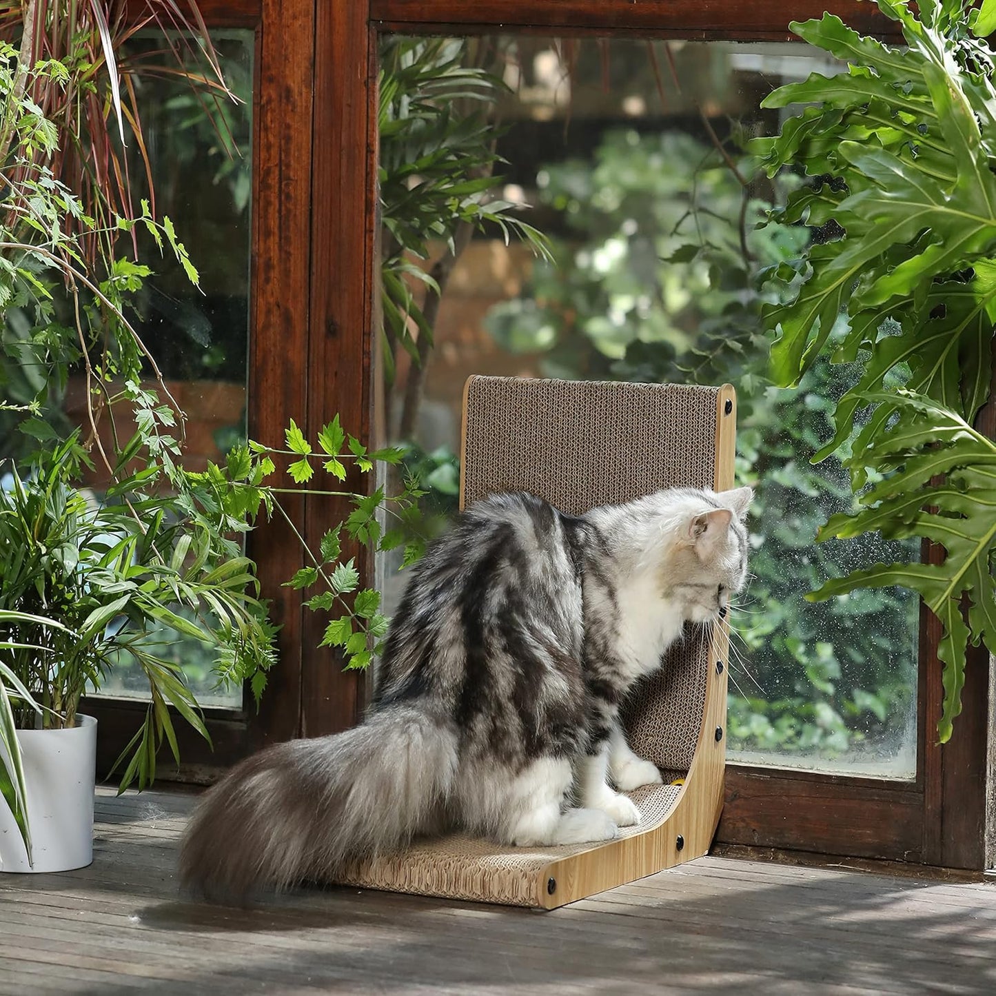 Cat Scratcher, L Shape Cat Scratch Pad Wall Mounted, Cat Scratching Cardboard with Ball Toy for Indoor Cats