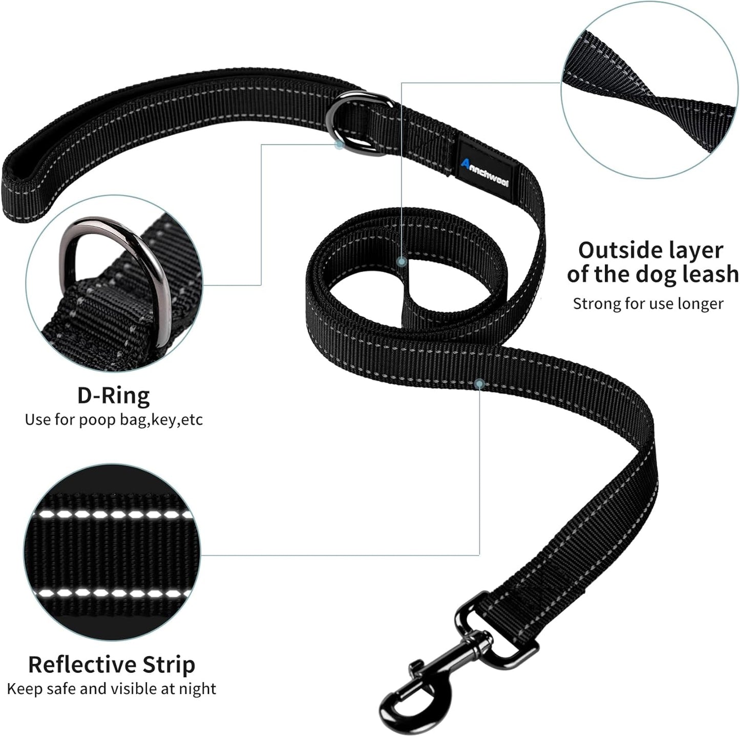 No-Pull Reflective Dog Harness with Handle + Leash – Adjustable Training Vest for Small to Large Dogs (Black, Set of 2)