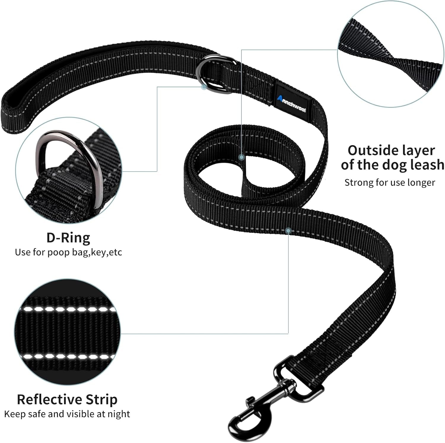 No-Pull Reflective Dog Harness with Handle + Leash – Adjustable Training Vest for Small to Large Dogs (Black, Set of 2)