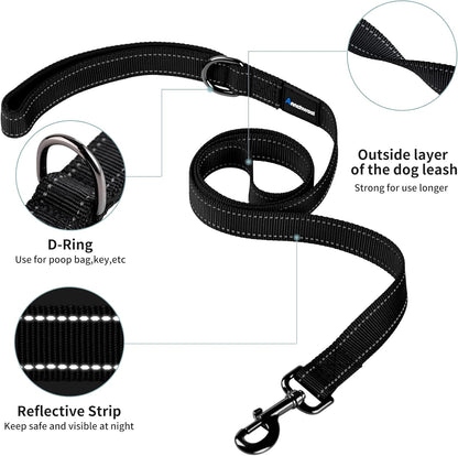 No-Pull Reflective Dog Harness with Handle + Leash – Adjustable Training Vest for Small to Large Dogs (Black, Set of 2)